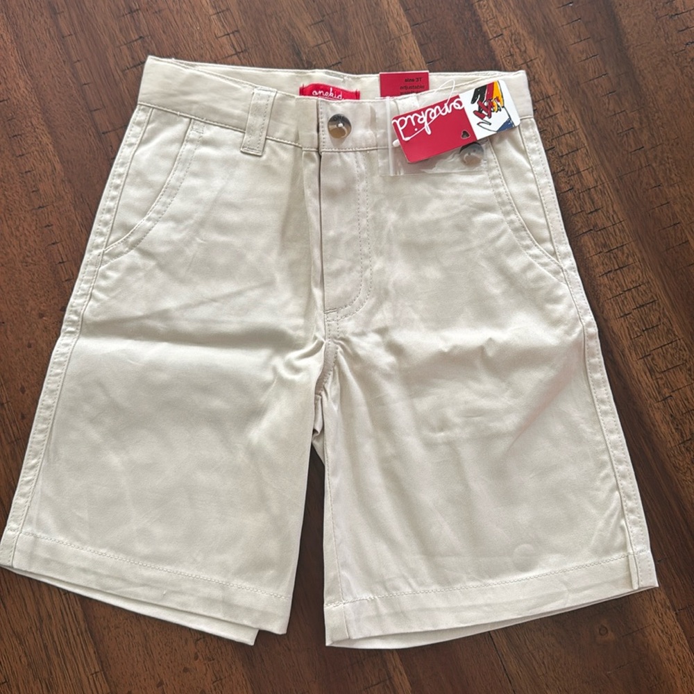 New Boys One Kid Brand  Light Khaki Straight Leg Shorts